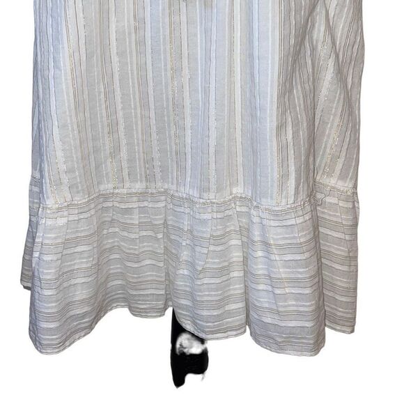 LOFT Womens Cotton Metallic Thread Dress Tassel Tie Sleeveless Wrap White 4P - Picture 2 of 13